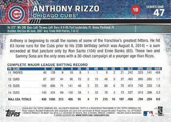2015 Topps - Purple #47 Anthony Rizzo Back