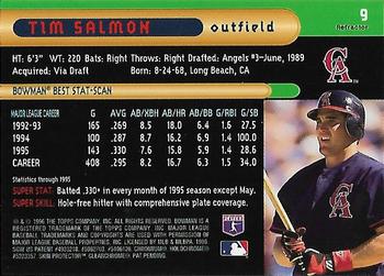 1996 Bowman's Best - Refractors #9 Tim Salmon Back