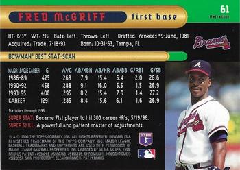 1996 Bowman's Best - Refractors #61 Fred McGriff Back