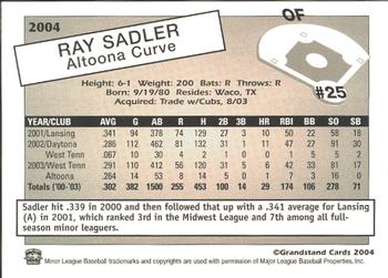 2004 Grandstand Altoona Curve #NNO Ray Sadler Back