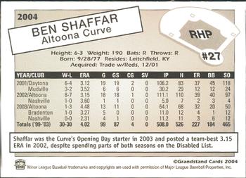2004 Grandstand Altoona Curve #NNO Ben Shaffar Back