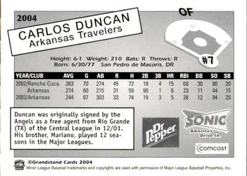 2004 Grandstand Arkansas Travelers #NNO Carlos Duncan Back