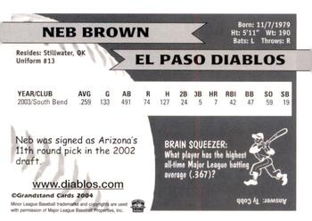 2004 Grandstand El Paso Diablos #NNO Neb Brown Back