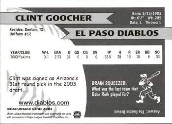 2004 Grandstand El Paso Diablos #NNO Clint Goocher Back