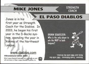 2004 Grandstand El Paso Diablos #NNO Mike Jones Back