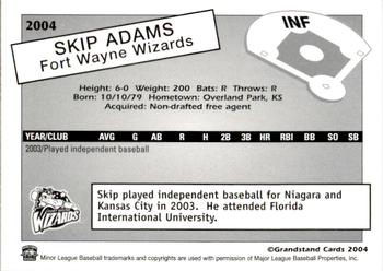2004 Grandstand Fort Wayne Wizards #NNO Skip Adams Back