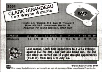 2004 Grandstand Fort Wayne Wizards #NNO Clark Girardeau Back
