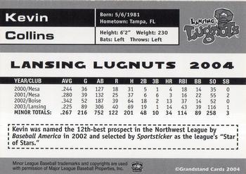 2004 Grandstand Lansing Lugnuts #NNO Kevin Collins Back