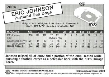 2004 Grandstand Portland Sea Dogs #NNO Eric Johnson Back