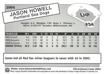 2004 Grandstand Portland Sea Dogs #NNO Jason Howell Back