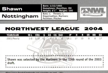 2004 Grandstand Northwest League All-Stars #31 Shawn Nottingham Back