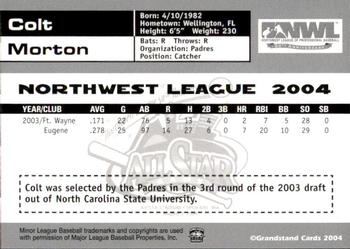 2004 Grandstand Northwest League All-Stars #40 Colt Morton Back
