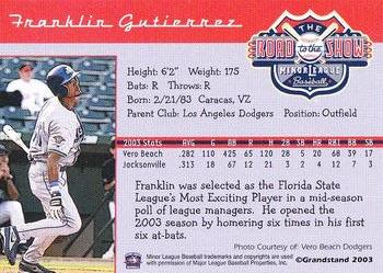 2004 Grandstand Road to the Show Top Prospects #NNO Franklin Gutierrez Back