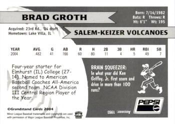2004 Grandstand Salem-Keizer Volcanoes #12 Brad Groth Back