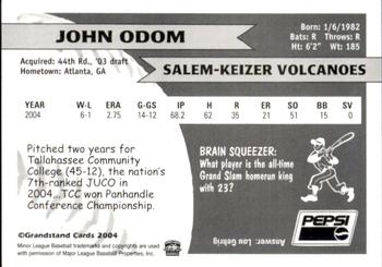 2004 Grandstand Salem-Keizer Volcanoes #19 John Odom Back