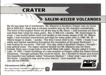 2004 Grandstand Salem-Keizer Volcanoes #36 Crater Back