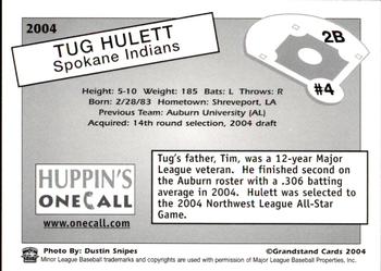 2004 Grandstand Spokane Indians #4 Tug Hulett Back