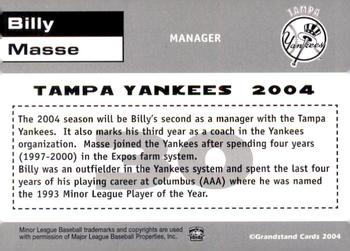 2004 Grandstand Tampa Yankees #NNO Billy Masse Back