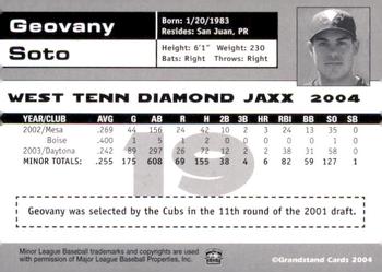 2004 Grandstand West Tenn Diamond Jaxx #NNO Geovany Soto Back