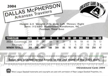 2004 Grandstand Texas League Top Prospects #NNO Dallas McPherson Back