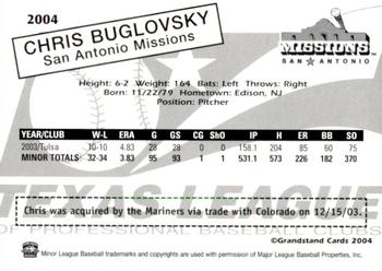 2004 Grandstand Texas League Top Prospects #NNO Chris Buglovsky Back