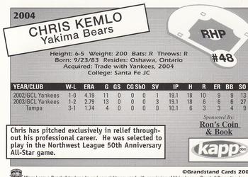 2004 Grandstand Yakima Bears #NNO Chris Kemlo Back