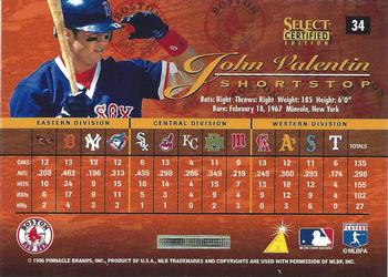 1996 Select Certified - Certified Red #34 John Valentin Back