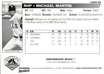 2004 Choice Anchorage Bucs #9 Michael Martin Back
