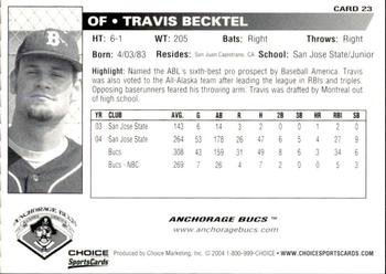 2004 Choice Anchorage Bucs #23 Travis Becktel Back