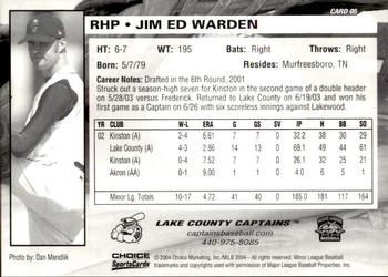 2004 Choice Lake County Captains #05 Jim Ed Warden Back