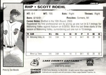 2004 Choice Lake County Captains #20 Scott Roehl Back
