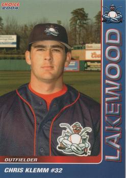 2004 Choice Lakewood BlueClaws #13 Chris Klemm Front
