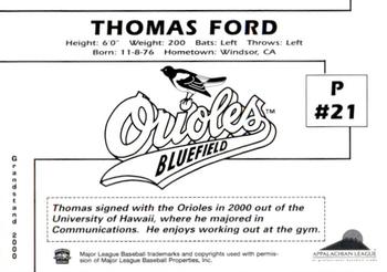2000 Grandstand Bluefield Orioles #NNO Thomas Ford Back