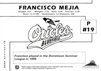 2000 Grandstand Bluefield Orioles #NNO Francisco Mejia Back