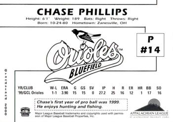 2000 Grandstand Bluefield Orioles #NNO Chase Phillips Back