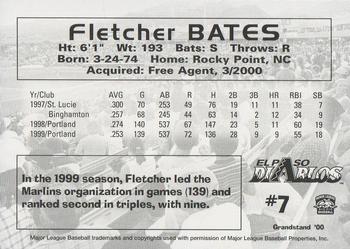 2000 Grandstand El Paso Diablos #NNO Fletcher Bates Back