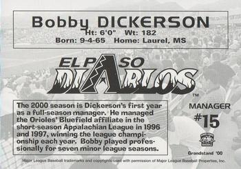 2000 Grandstand El Paso Diablos #NNO Bobby Dickerson Back