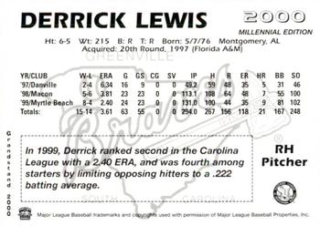 2000 Grandstand Greenville Braves #NNO Derrick Lewis Back