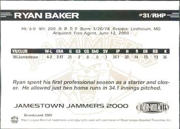2000 Grandstand Jamestown Jammers #NNO Ryan Baker Back