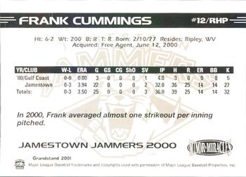 2000 Grandstand Jamestown Jammers #NNO Frank Cummings Back
