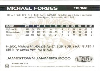 2000 Grandstand Jamestown Jammers #NNO Michael Forbes Back
