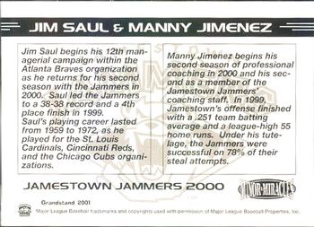 2000 Grandstand Jamestown Jammers #NNO Jim Saul / Manny Jimenez Back