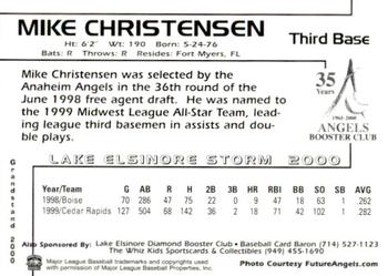 2000 Grandstand Lake Elsinore Storm #NNO Mike Christensen Back