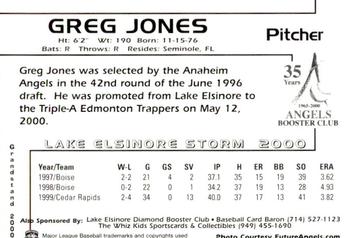 2000 Grandstand Lake Elsinore Storm #NNO Greg Jones Back