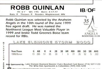 2000 Grandstand Lake Elsinore Storm #NNO Robb Quinlan Back