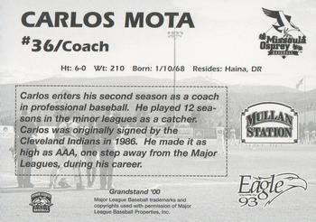 2000 Grandstand Missoula Osprey #NNO Carlos Mota Back