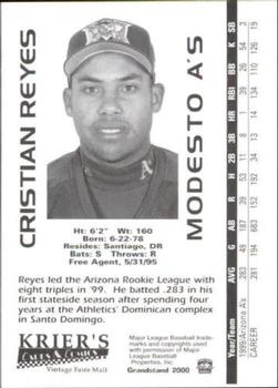 2000 Grandstand Modesto A's #NNO Christian Reyes Back
