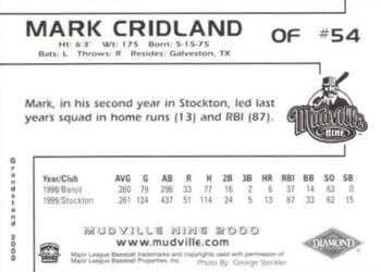 2000 Grandstand Mudville Nine #NNO Mark Cridland Back