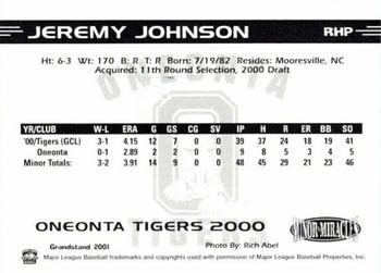 2000 Grandstand Oneonta Tigers #NNO Jeremy Johnson Back