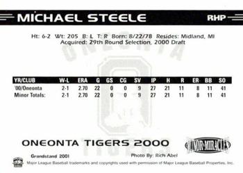 2000 Grandstand Oneonta Tigers #NNO Michael Steele Back